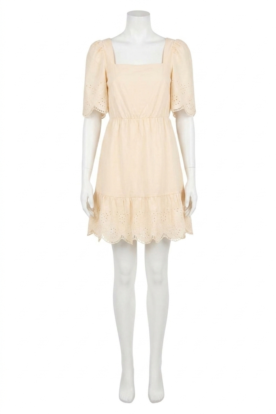 NEW ENGLISH FACTORY the bess eyelet mini dress in cream